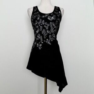 Express Y2K Sequin Asymmetrical Tank Sz M Night Out 2000s Glam Club Wear